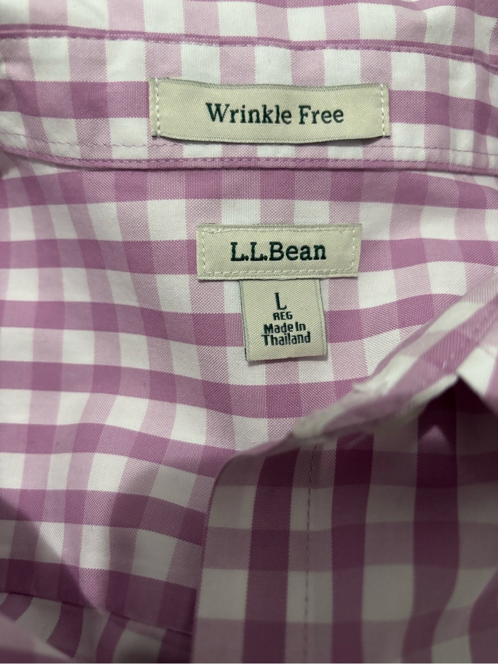 L.L.Bean Lavender & White Gingham Button-Up Shirt - Picture 3 of 5